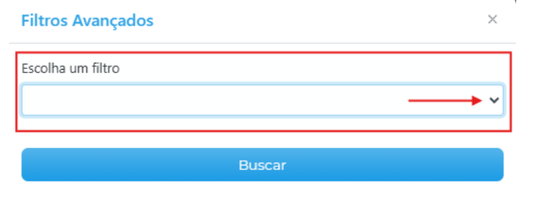 Barra Filtros Avançados com a lista Escolha um filtro