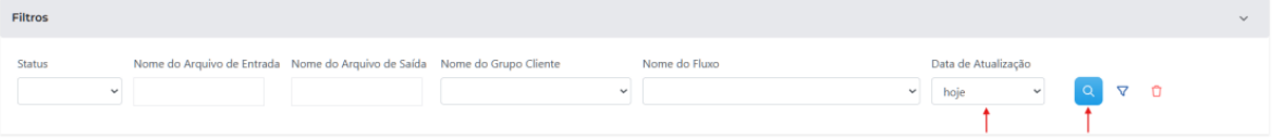 Filtro de data padrão e botão de busca