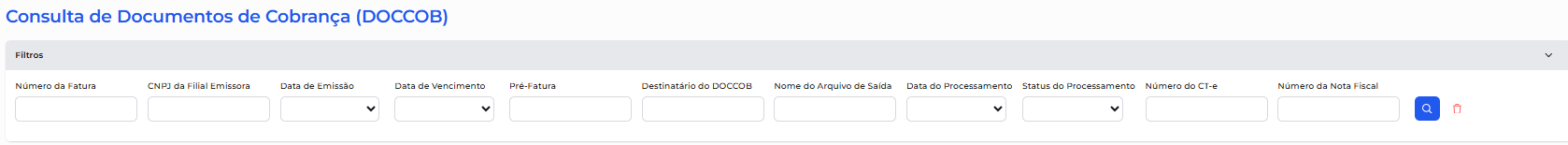 Filtros da Consulta de DOCCOB