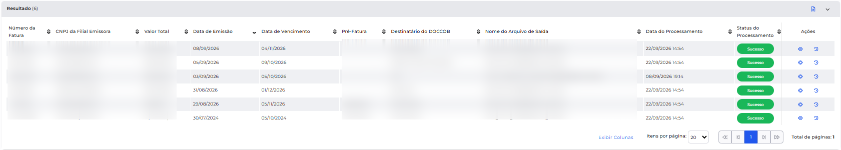 Resultado da Consulta de DOCCOB